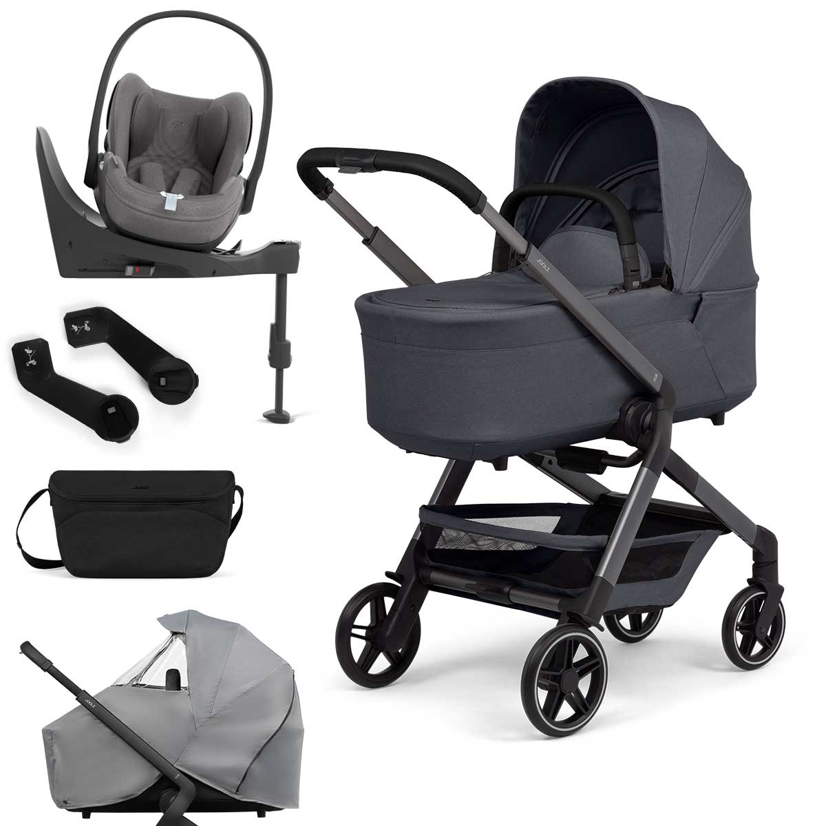 Joolz Hub2 Kinderwagen Bundle Stone grey + CYBEX Cloud T i-Size, Base T & Zubehör
