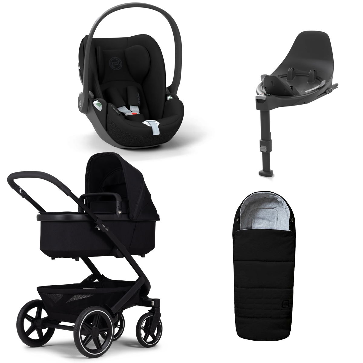 Joolz Geo 3 Kinderwagen Bundle Space black + Cloud T i-Size, Base T & Fußsack