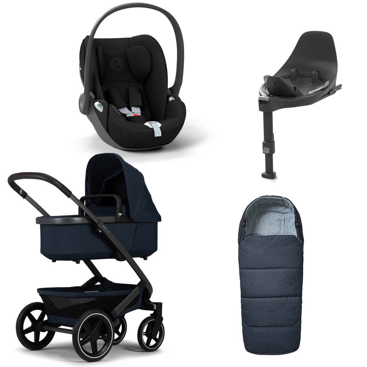Joolz Geo 3 Kinderwagen Bundle Navy blue + Cloud T i-Size, Base T & Fußsack