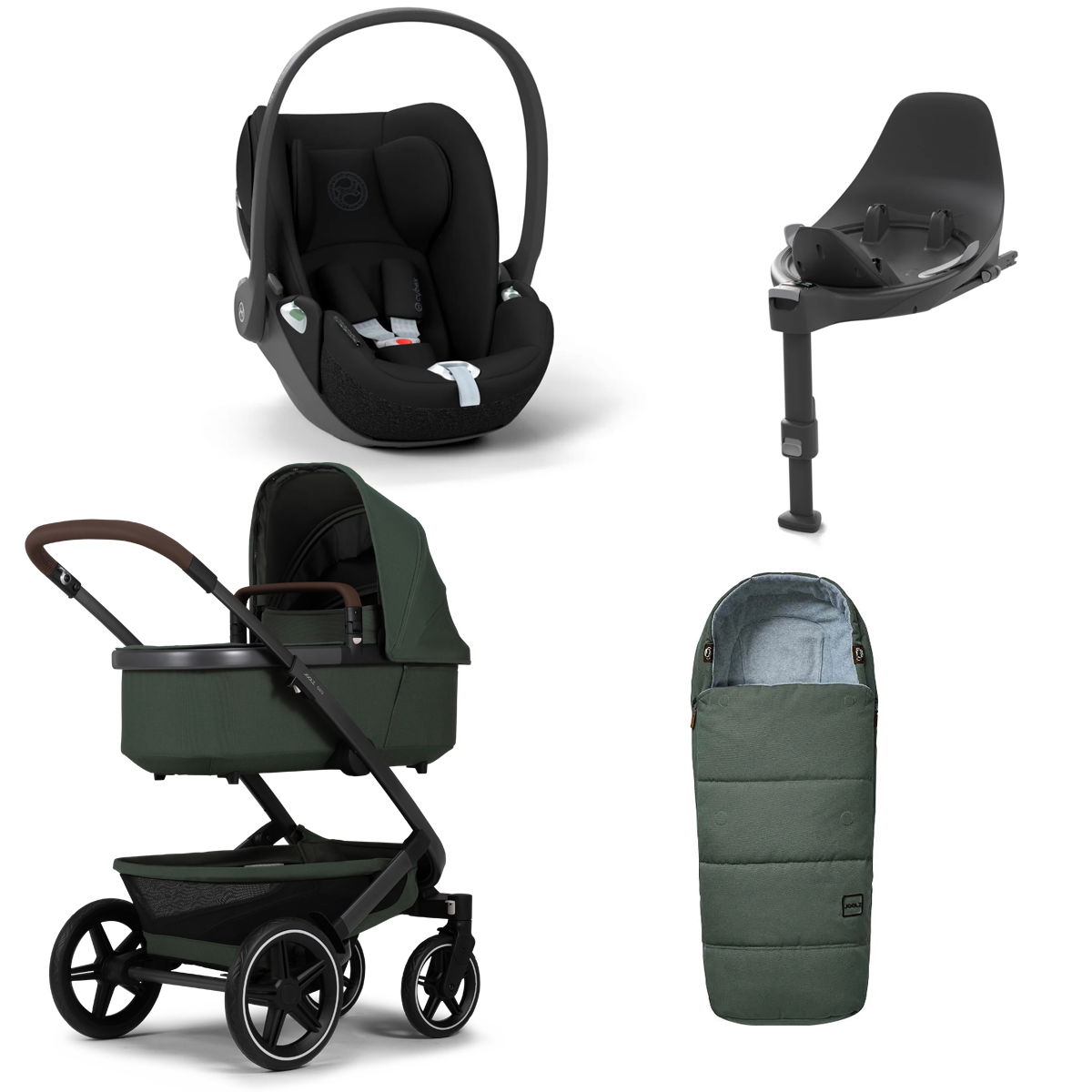 Joolz Geo 3 Kinderwagen Bundle Forest green + Cloud T i-Size, Base T & Fußsack