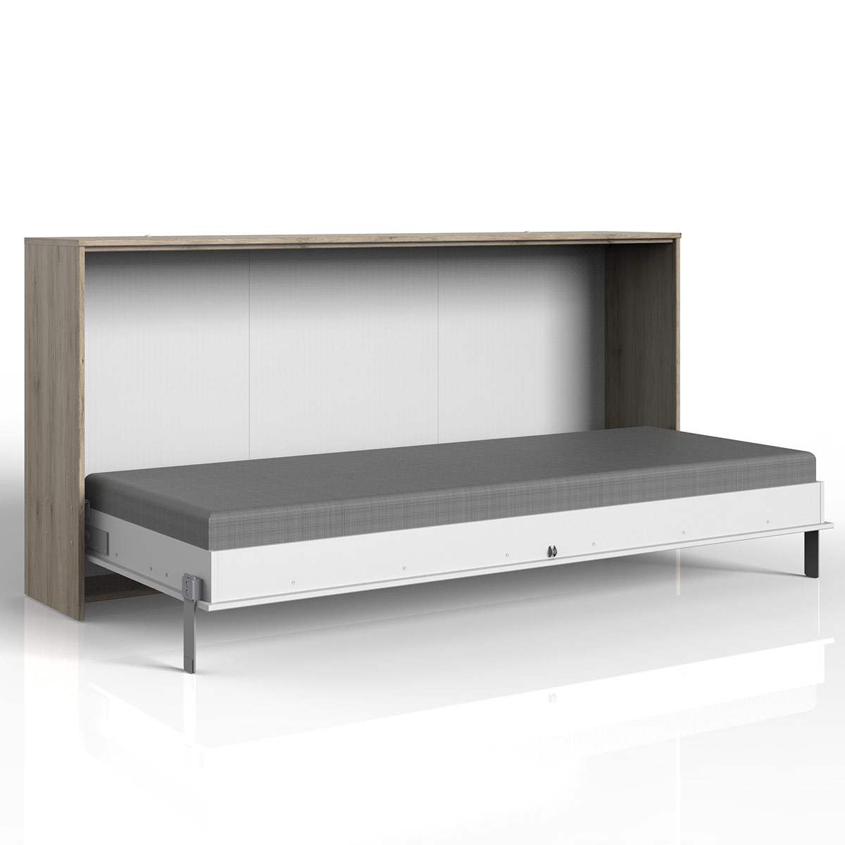 Wimex Juist Klappbett horizontal 90 x 200 cm Weiß/San Remo-Eiche Dekor