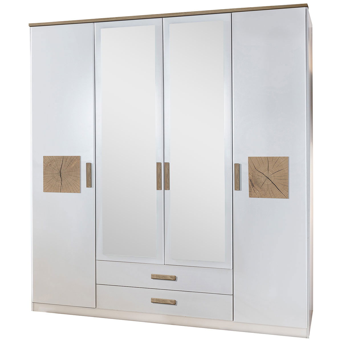 Wimex Kärnten Kleiderschrank 179 cm 2 Spiegel Weiß/Hirnholz Dekor