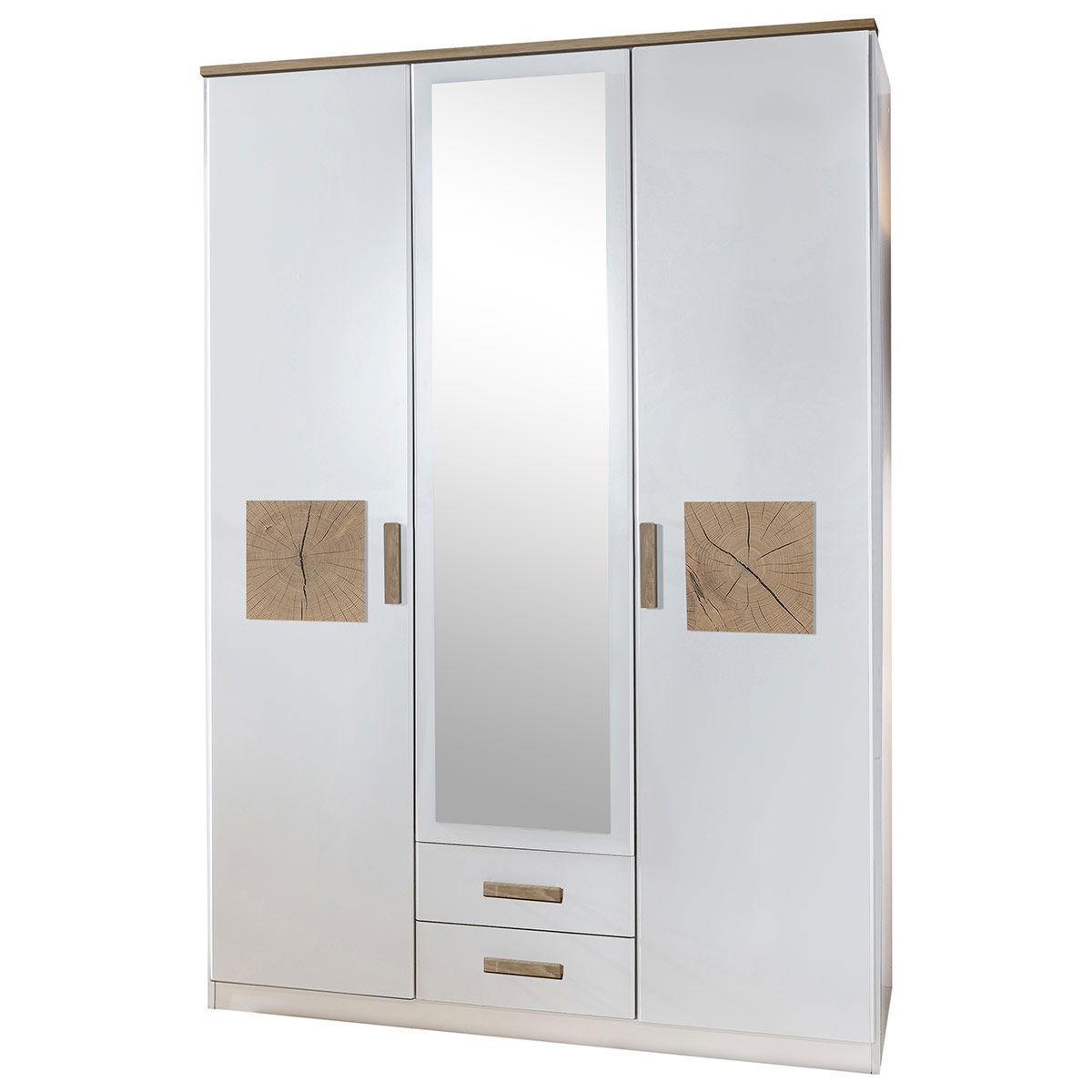 Wimex Kärnten Kleiderschrank 135 cm 1 Spiegel Weiß/Hirnholz Dekor