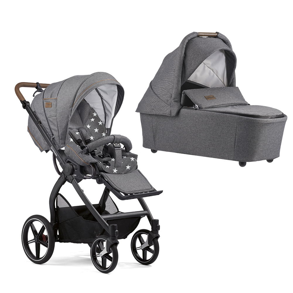 Gesslein FX4 Classic Kinderwagen mit Handbremse Gestell schwarz mit Panorama Lyx Babywanne Farbe wählbar