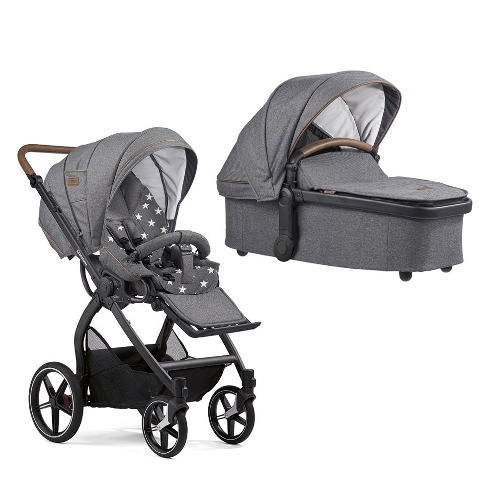 Gesslein FX4 Classic Kinderwagen Gestell schwarz mit Panorama Relax Babywanne Farbe wählbar