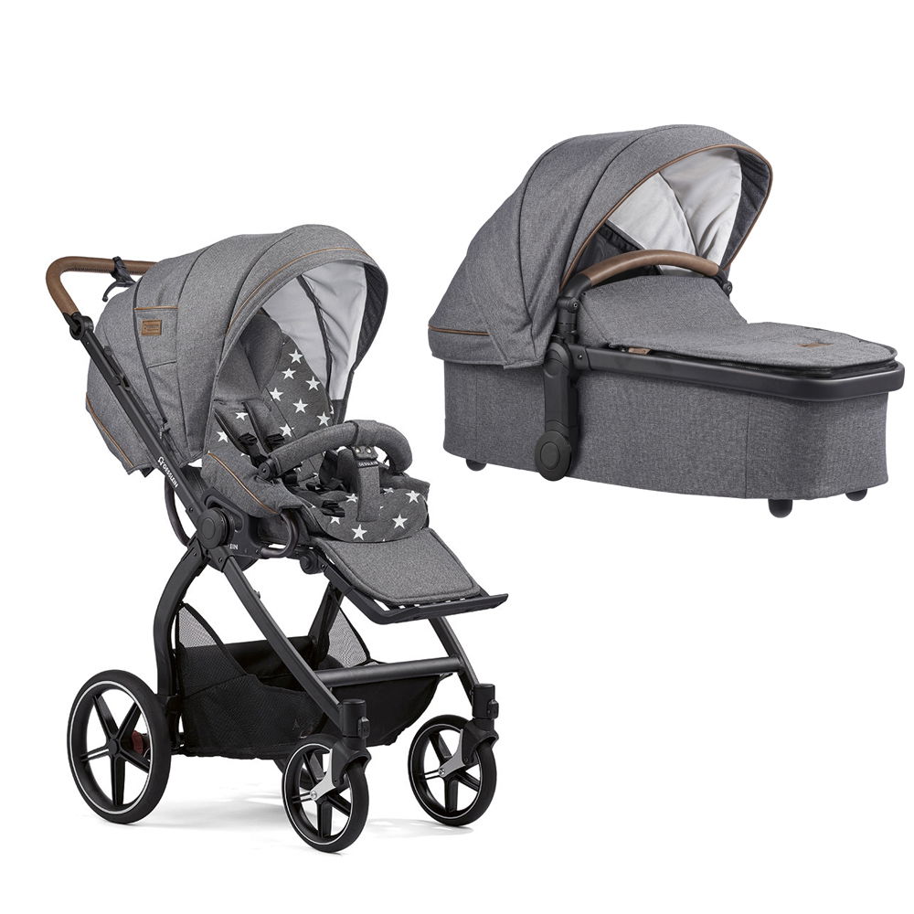 Gesslein FX4 Classic Kinderwagen mit Handbremse Gestell schwarz mit Panorama Relax Babywanne Farbe wählbar