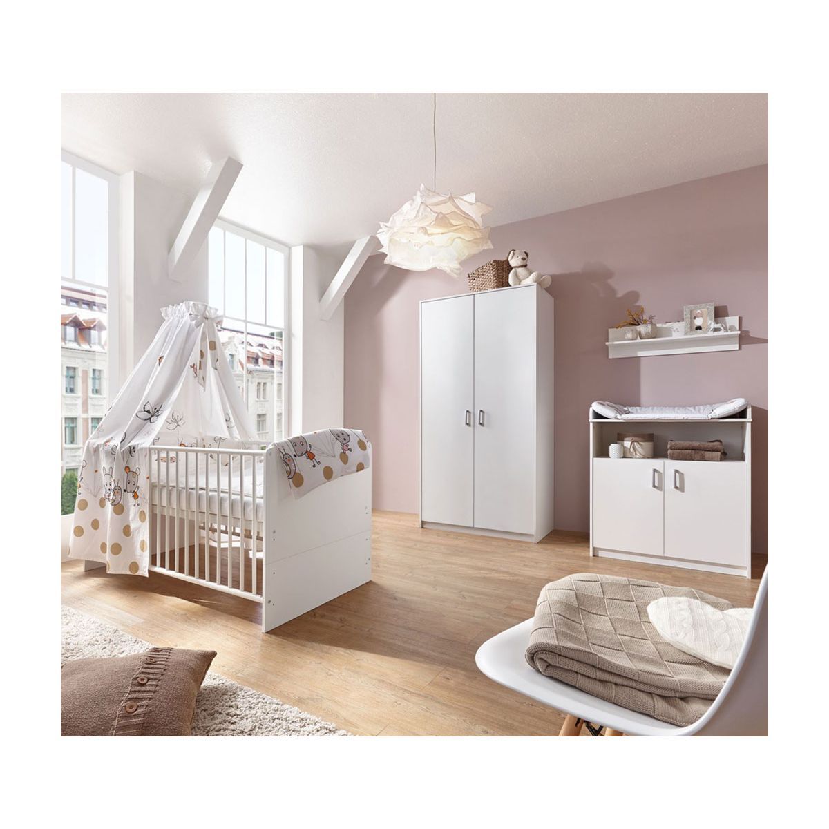 Schardt Classic White Kinderzimmer mit Umbaukit mit zweitürigem Schrank