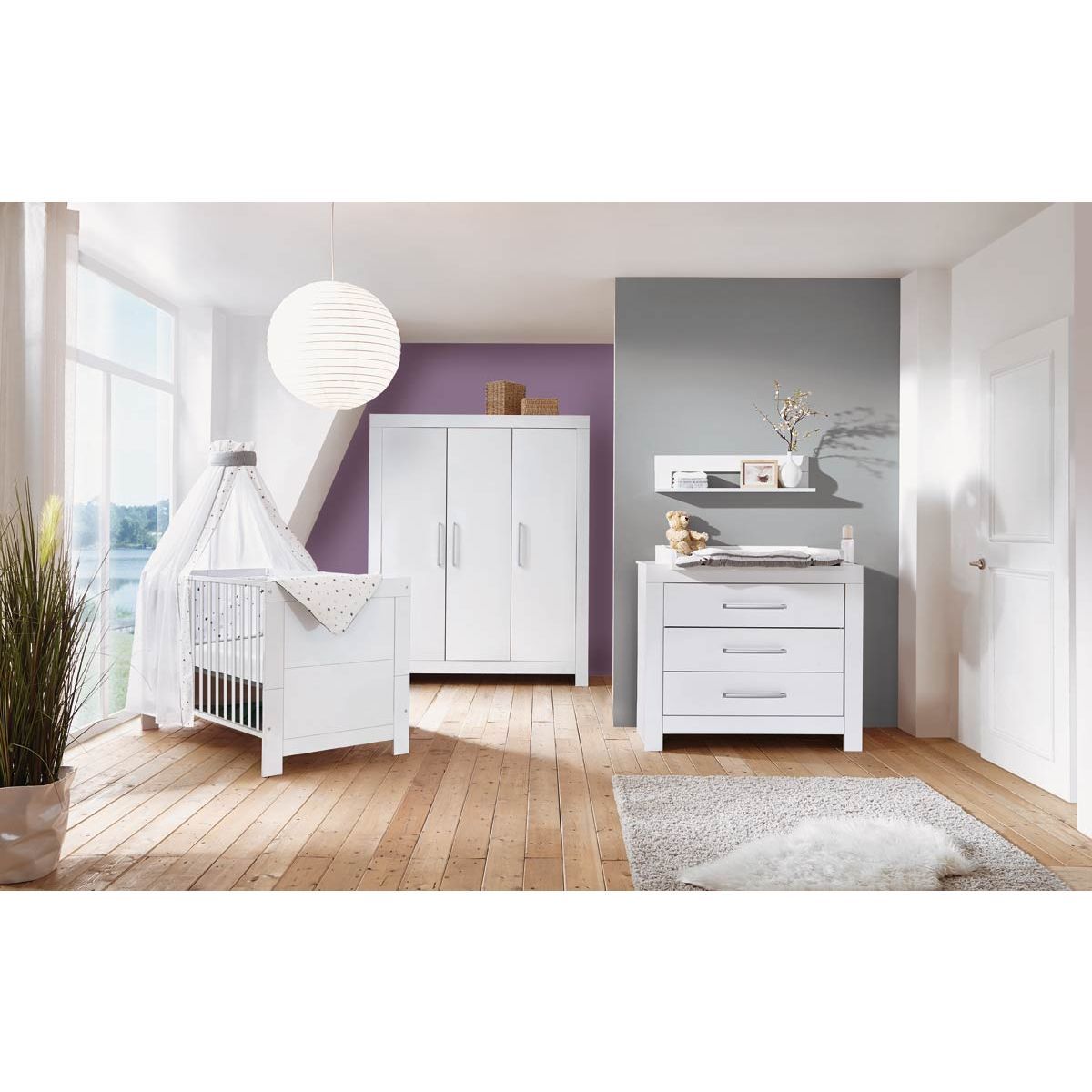Schardt Nordic White Kinderzimmer mit Umbauseiten dreitüriger Schrank - Dekor Weiß