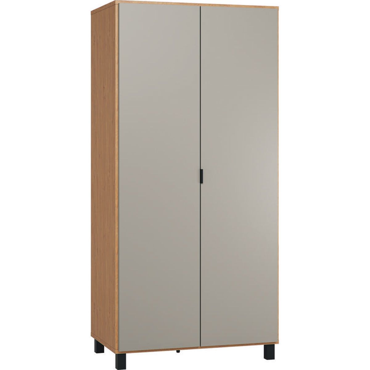 VOX Simple Kleiderschrank 2-türig Farbe wählbar (eiche, Antirutsch-Matte 4er-Set (4015566), eiche, Griff (1Stk.) grau (4015531))