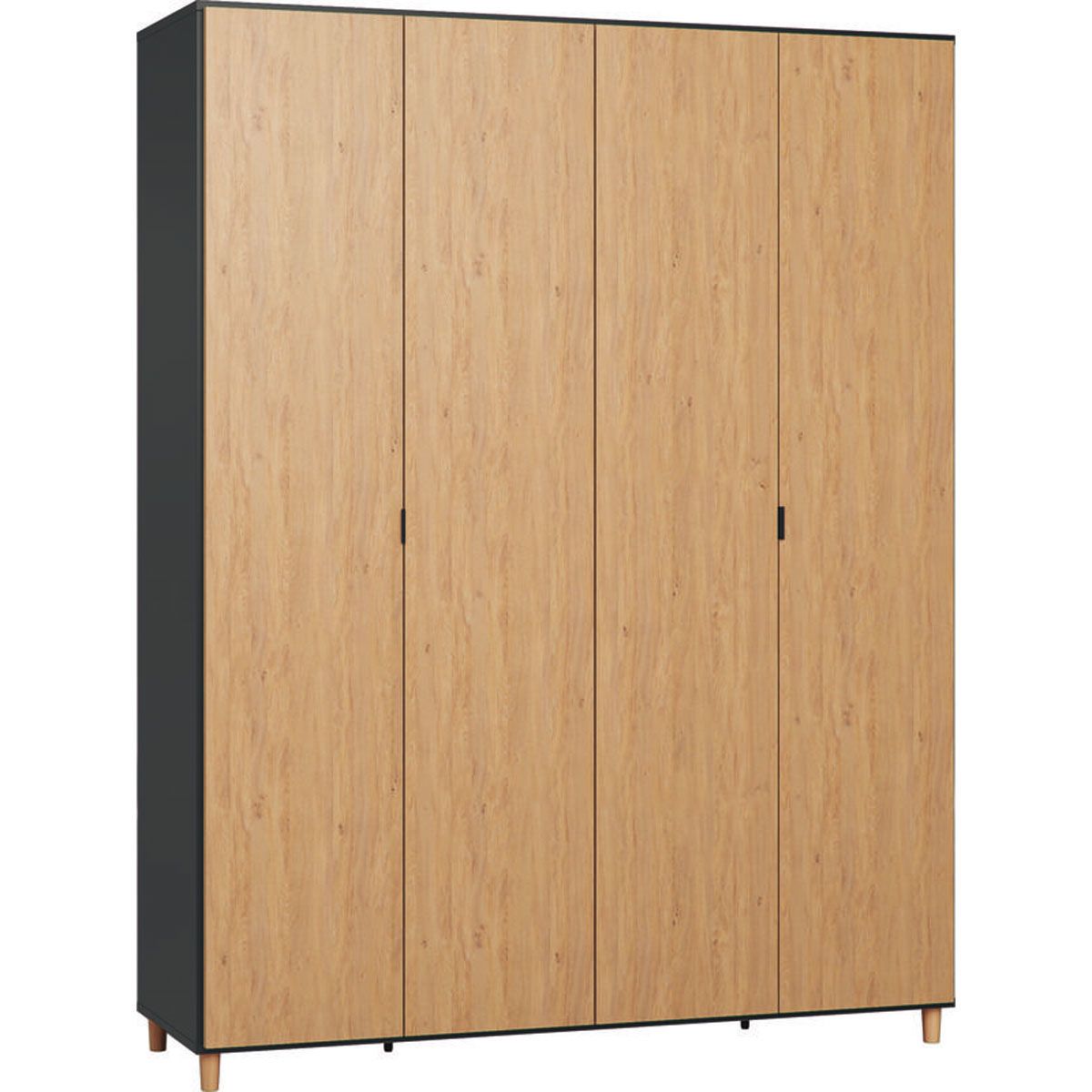 VOX Simple Kleiderschrank 4-türig Farbe wählbar (weiß, Antirutsch-Matte 4er-Set (4015566), weiß, Griff (4Stk.) schwarz (4015538))