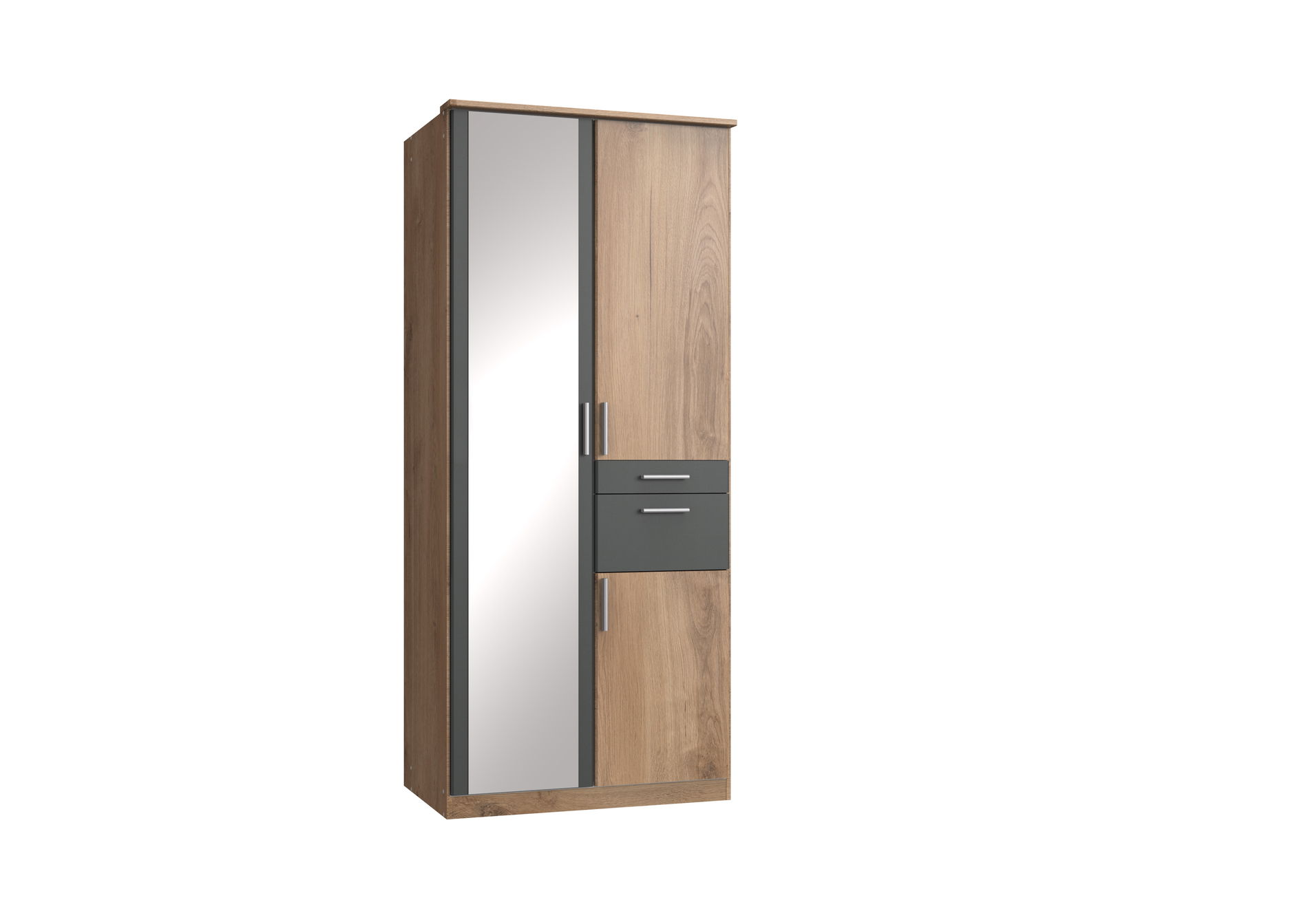 Wimex Koblenz Kleiderschrank 3T 2S Plankeneiche-Nachbildung/Grafit