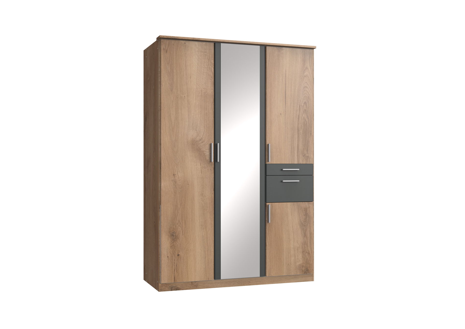 Wimex Koblenz Kleiderschrank 4T 2S Plankeneiche-Nachbildung/Grafit