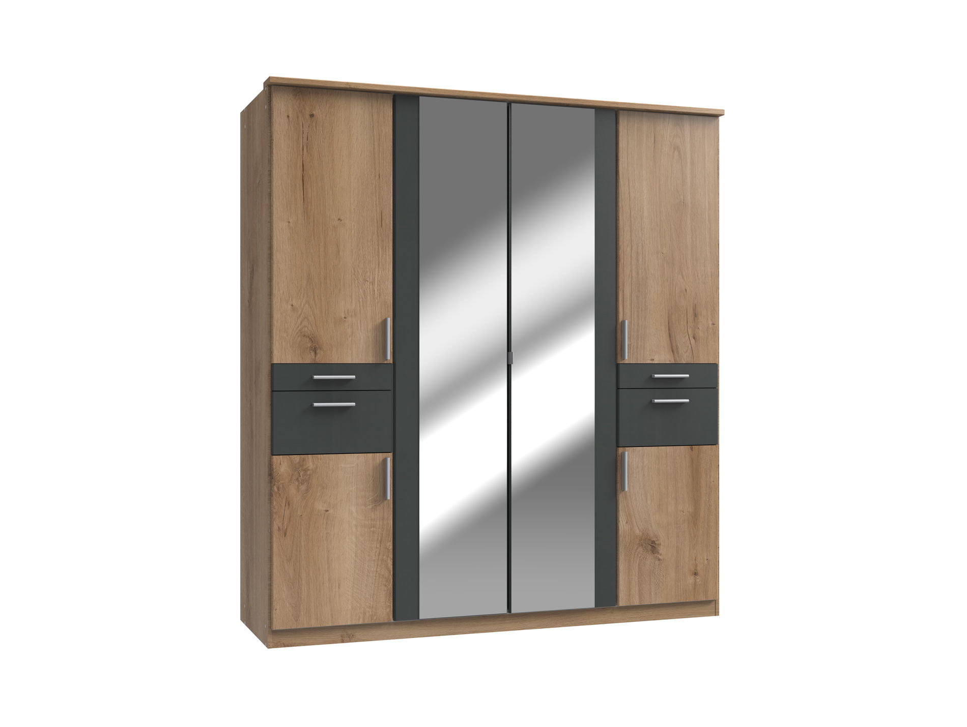 Wimex Koblenz Kleiderschrank 6T 4S Plankeneiche-Nachbildung/Grafit