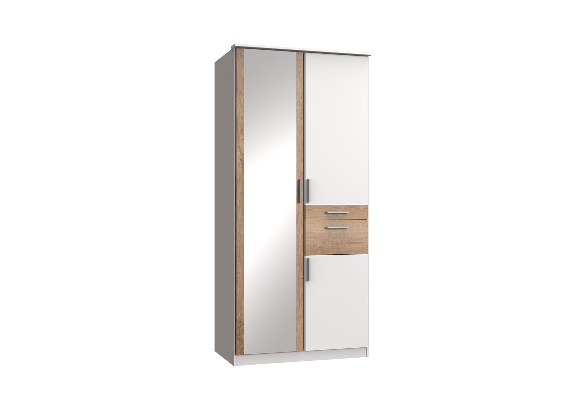 Wimex Koblenz Kleiderschrank 3T 2S Weiß/Plankeneiche-Nachbildung