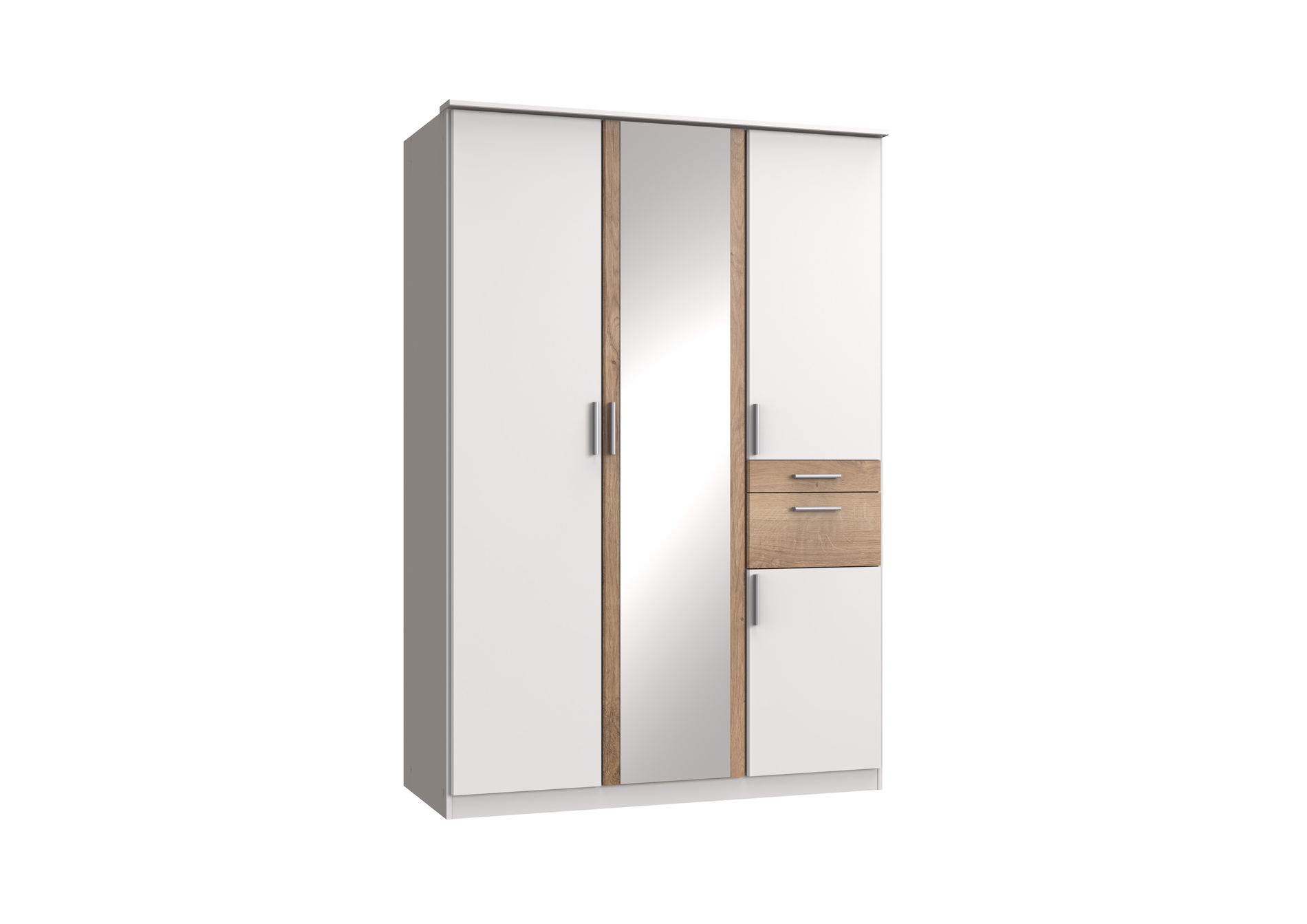 Wimex Koblenz Kleiderschrank 4T 2S Weiß/Plankeneiche-Nachbildung