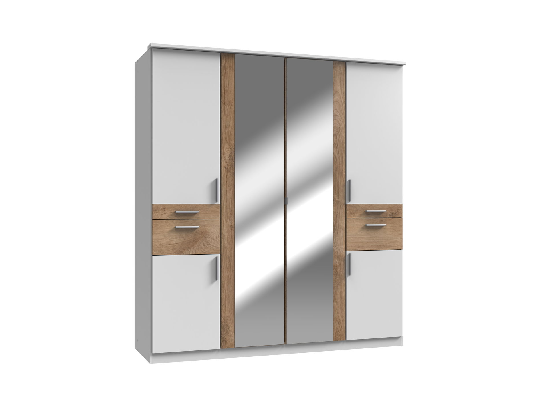 Wimex Koblenz Kleiderschrank 6T 4S Weiß/Plankeneiche-Nachbildung