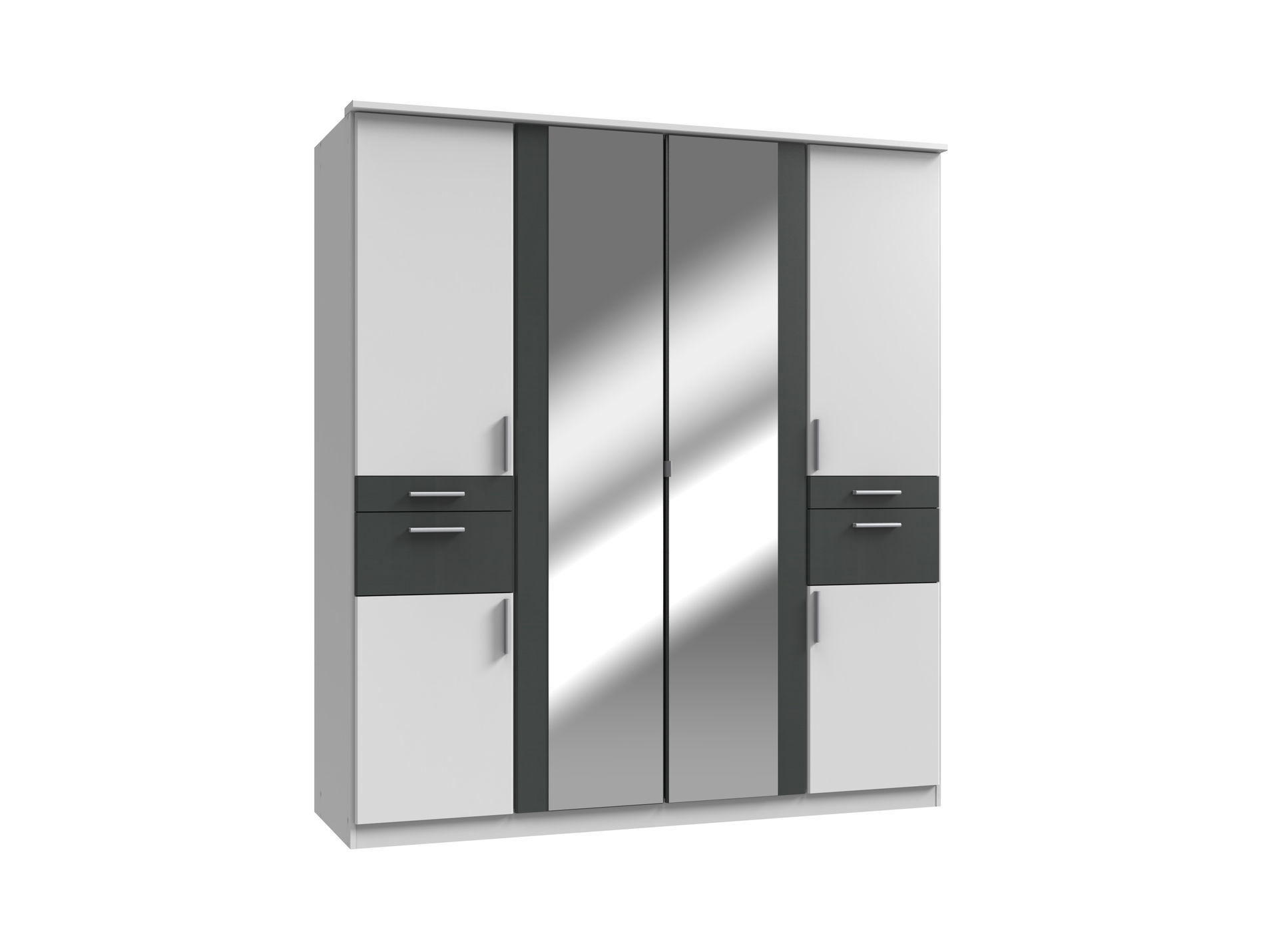 Wimex Koblenz Kleiderschrank 6T 4S Weiß/Grafit