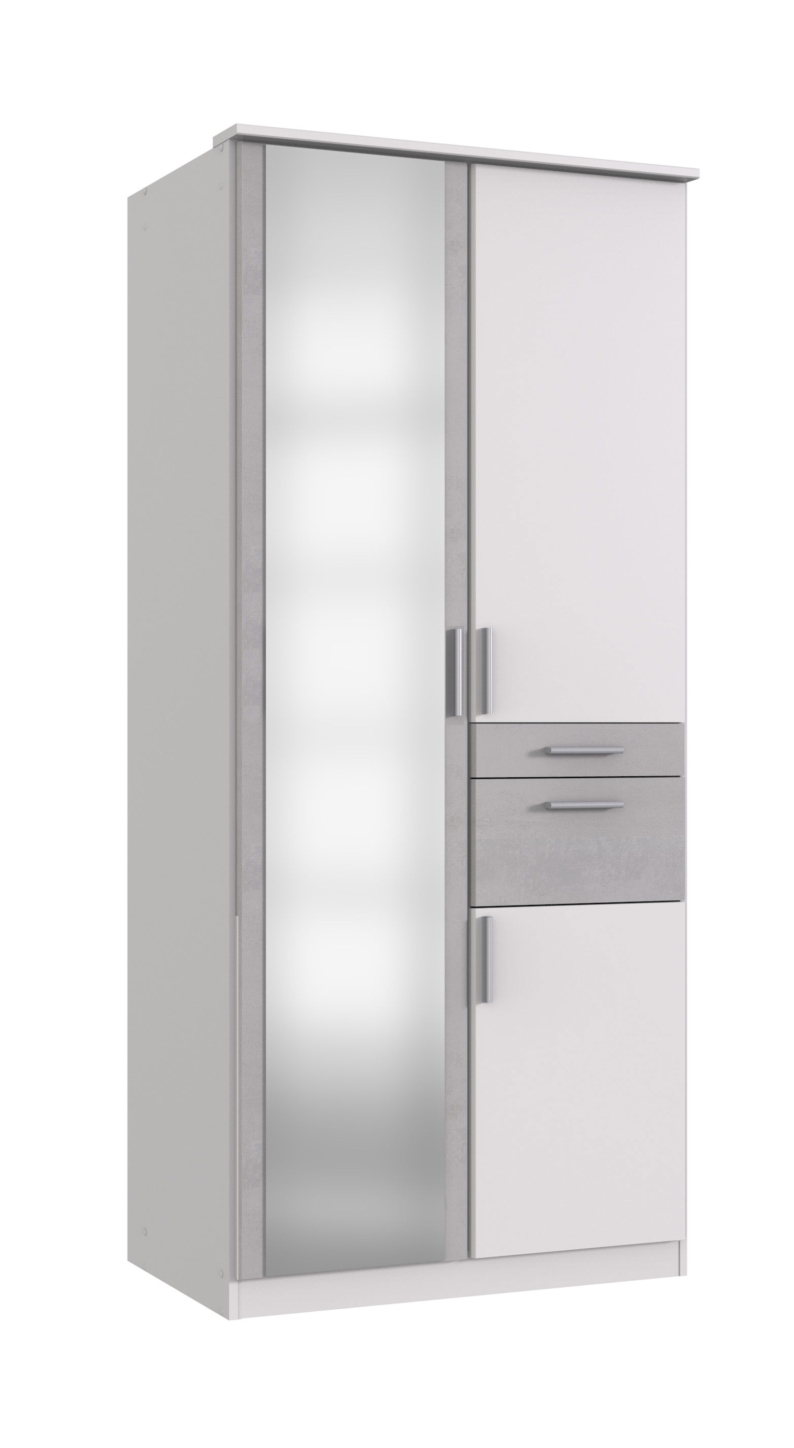 Wimex Koblenz Kleiderschrank 3T 2S Weiß/Beton-Nachbildung lichtgrau
