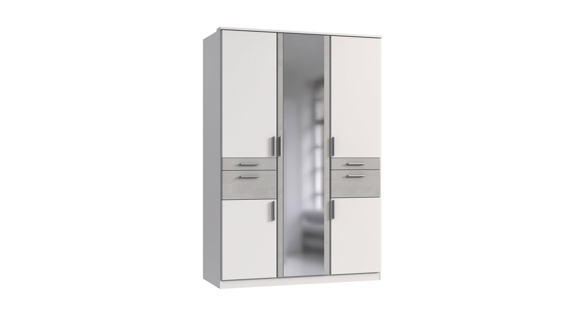Wimex Koblenz Kleiderschrank 5T 4S Weiß/Beton-Nachbildung lichtgrau