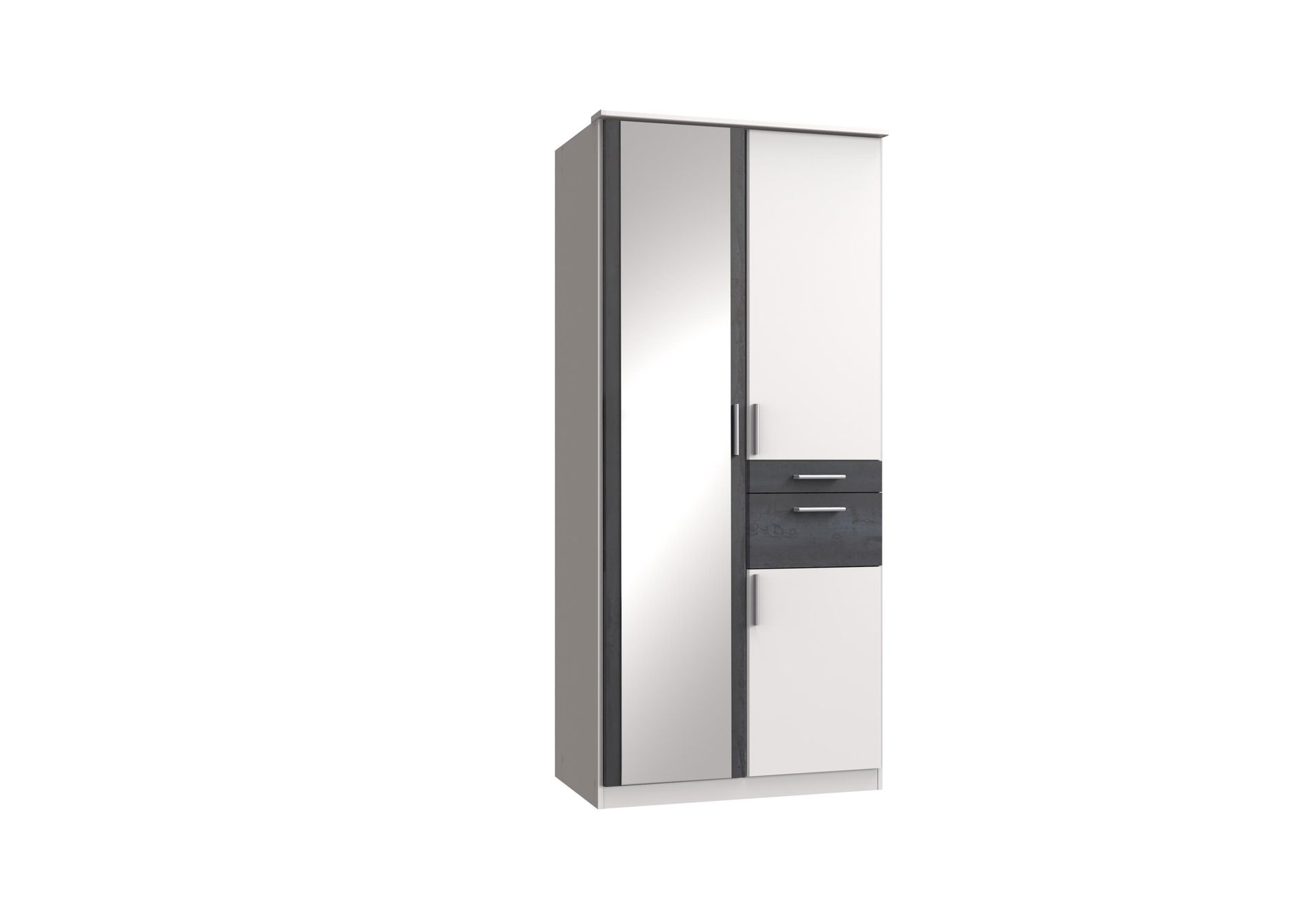 Wimex Koblenz Kleiderschrank 3T 2S Weiß/digi-steel-Optik