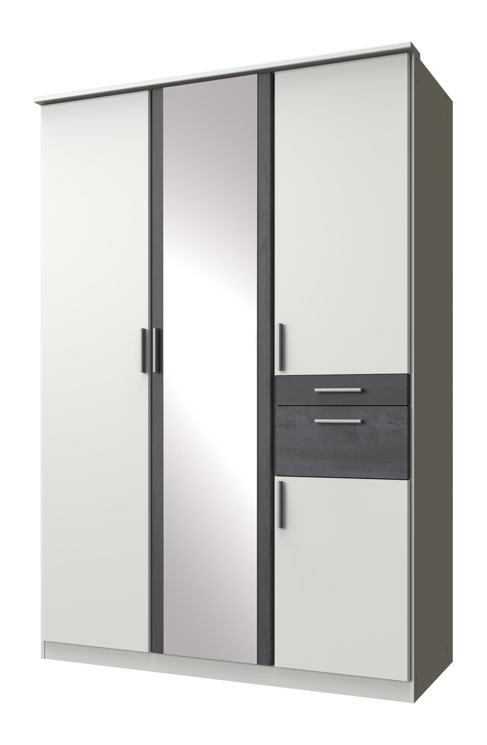 Wimex Koblenz Kleiderschrank 4T 2S Weiß/digi-steel-Optik