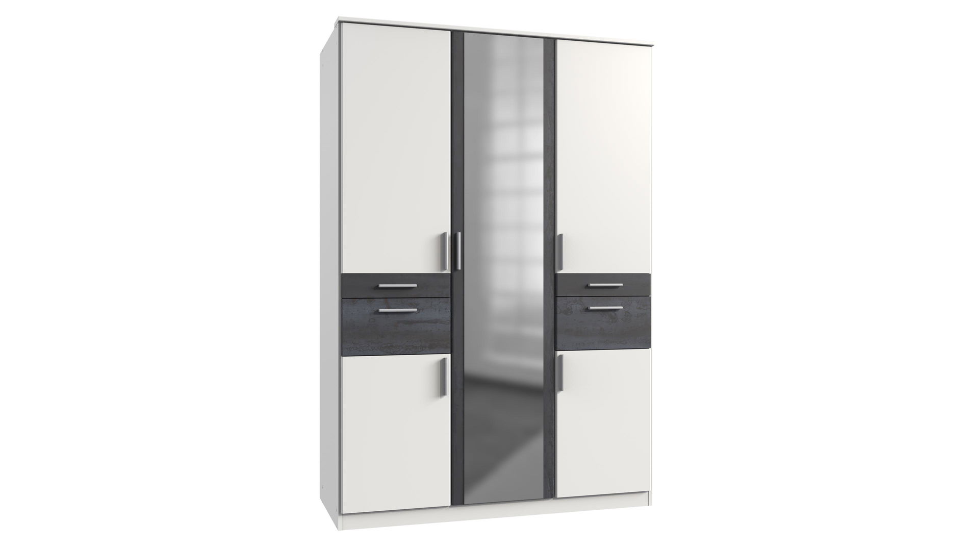 Wimex Koblenz Kleiderschrank 5T 4S Weiß/digi-steel-Optik