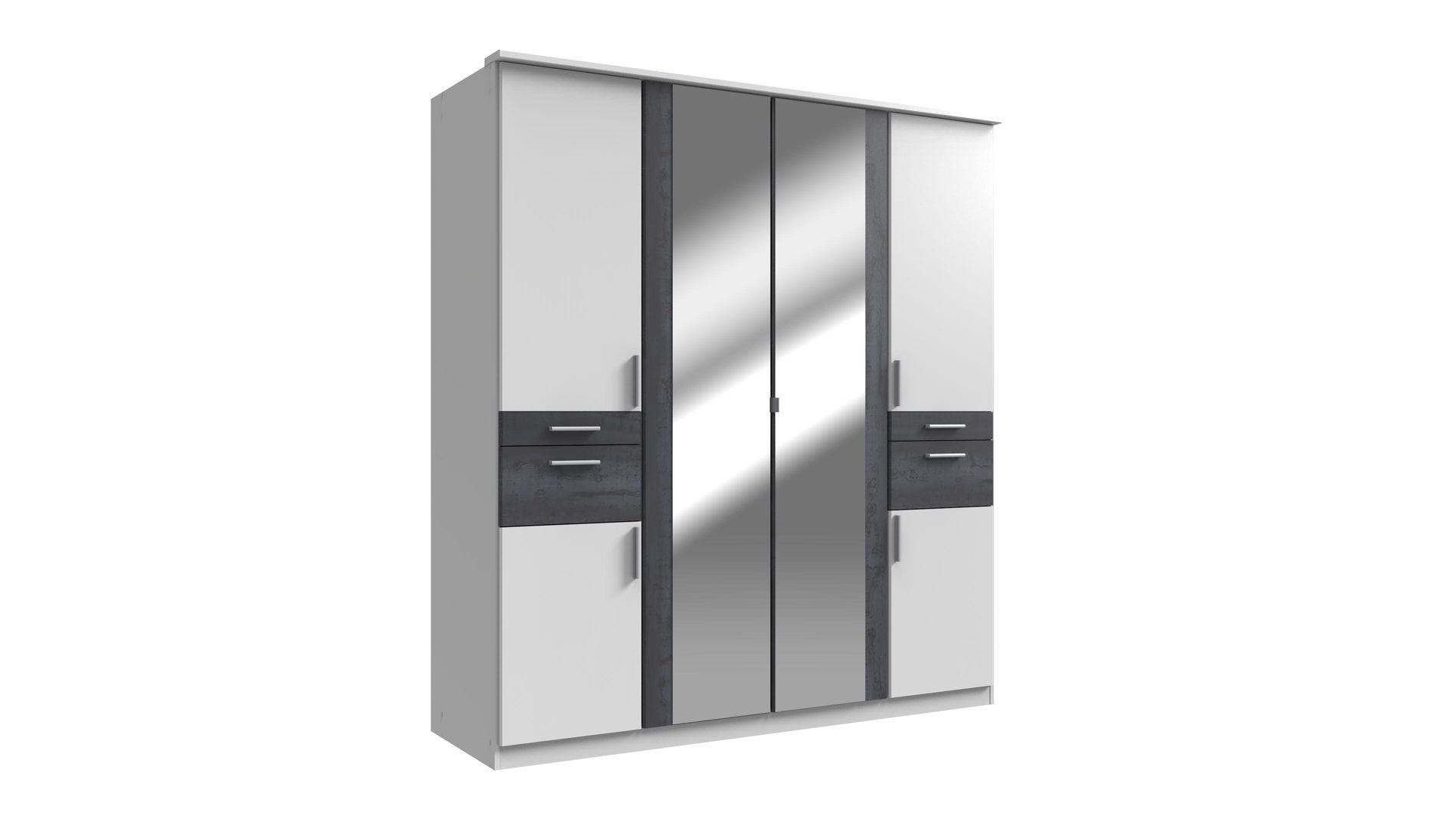 Wimex Koblenz Kleiderschrank 6T 4S Weiß/digi-steel-Optik