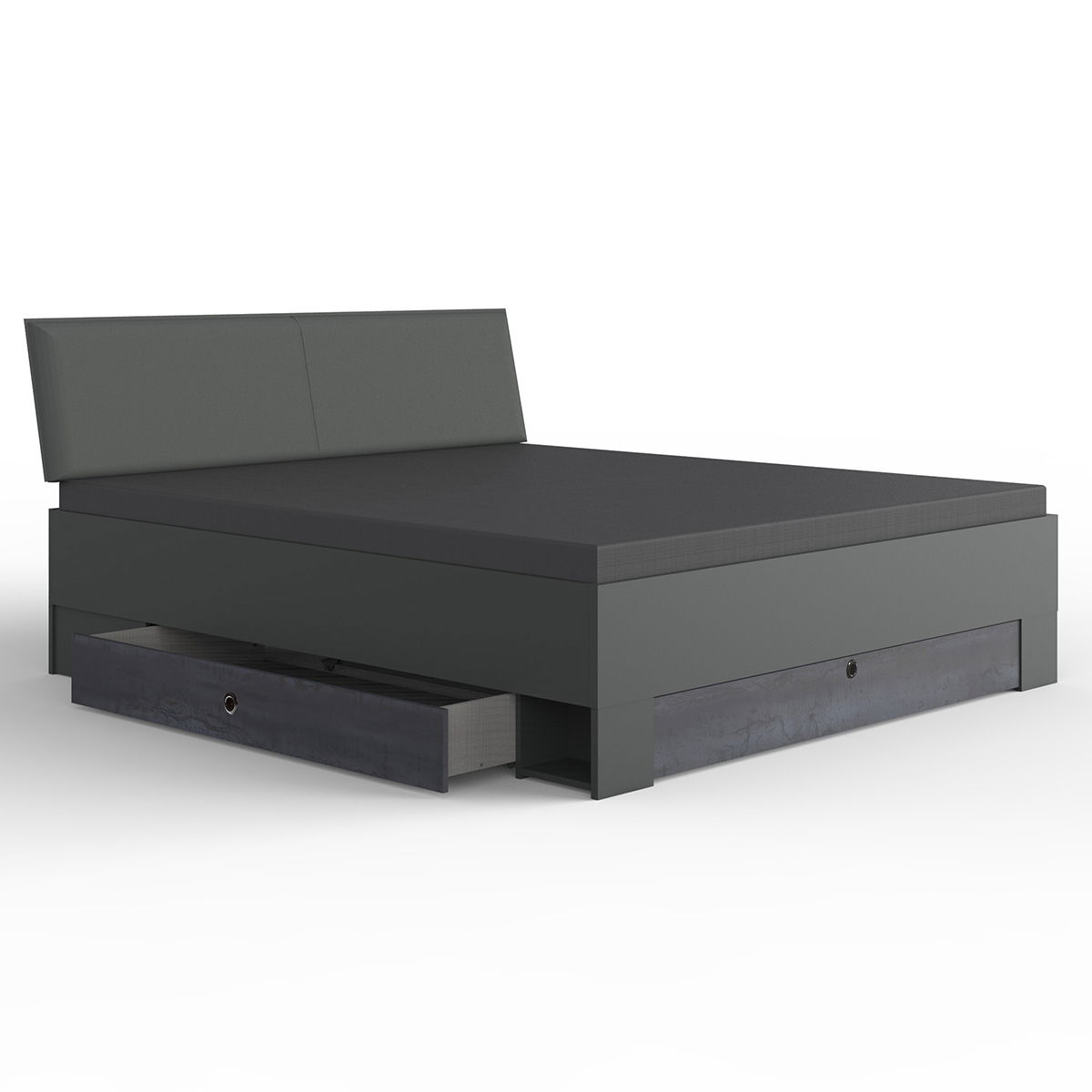 Wimex Kopenhagen Bett mit Polster 180 x 200 cm digi-steel-Optik/Graphit