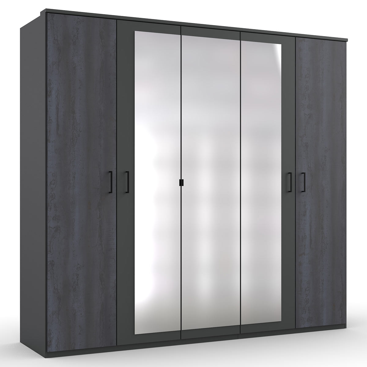 Wimex Kopenhagen Kleiderschrank mit Kranz 3 Spiegel digi-steel-Optik/Graphit