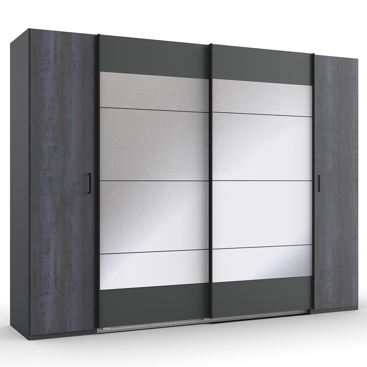 Wimex Kopenhagen Kleiderschrank 2 Spiegel digi-steel-Optik/Graphit