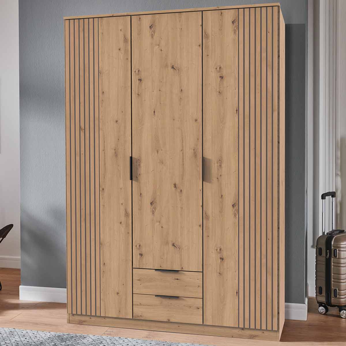 Wimex Lübeck Kleiderschrank mit Kranz 135 cm Artisan-Eiche Dekor