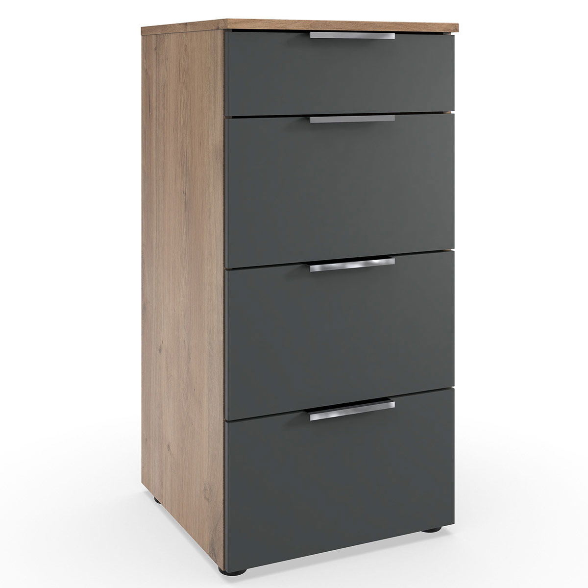 Wimex level36 A Schubkastenkommode 41 cm 4S Graphit/Plankeneiche Dekor