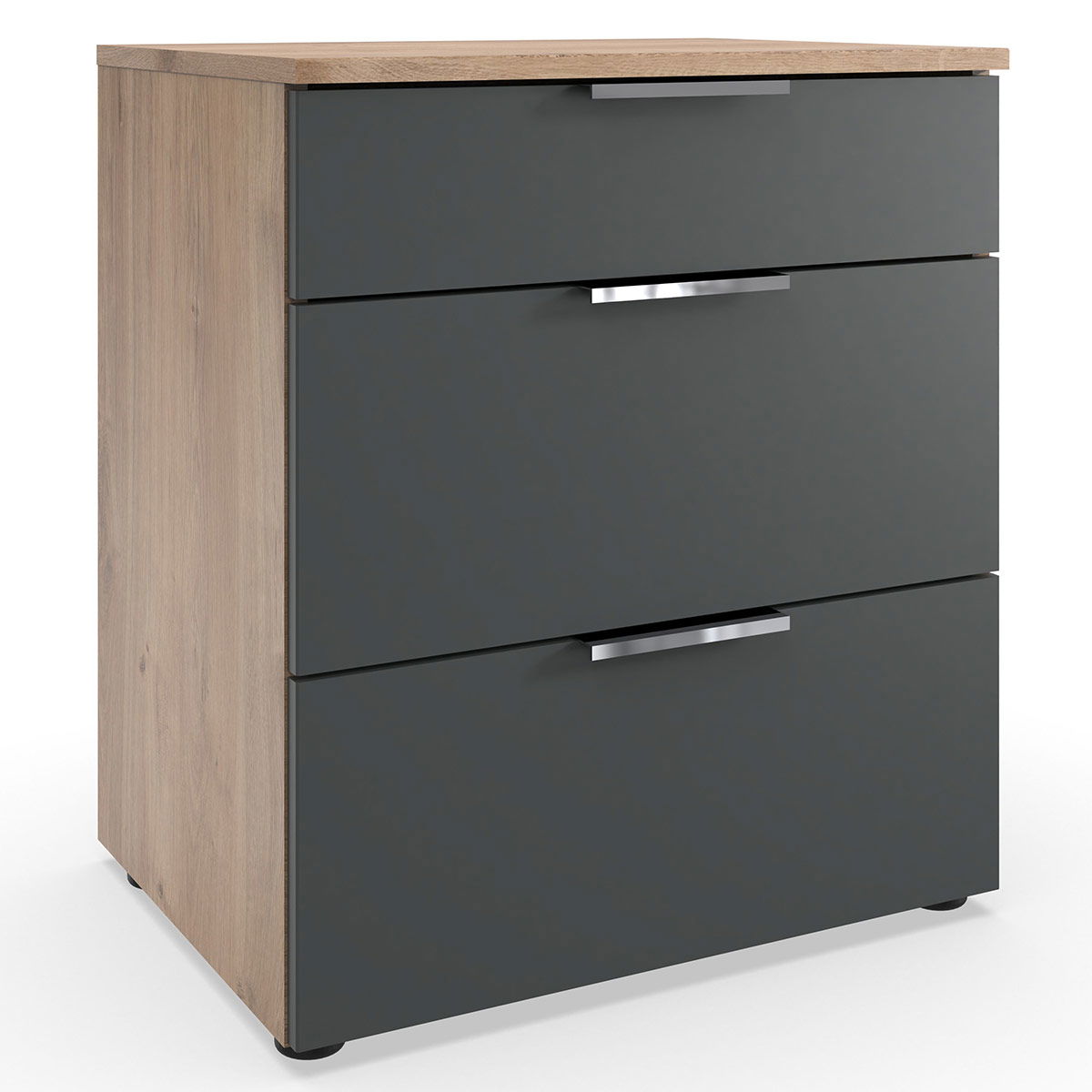 Wimex level36 A Schubkastenkommode 54 cm 3S Graphit/Plankeneiche Dekor
