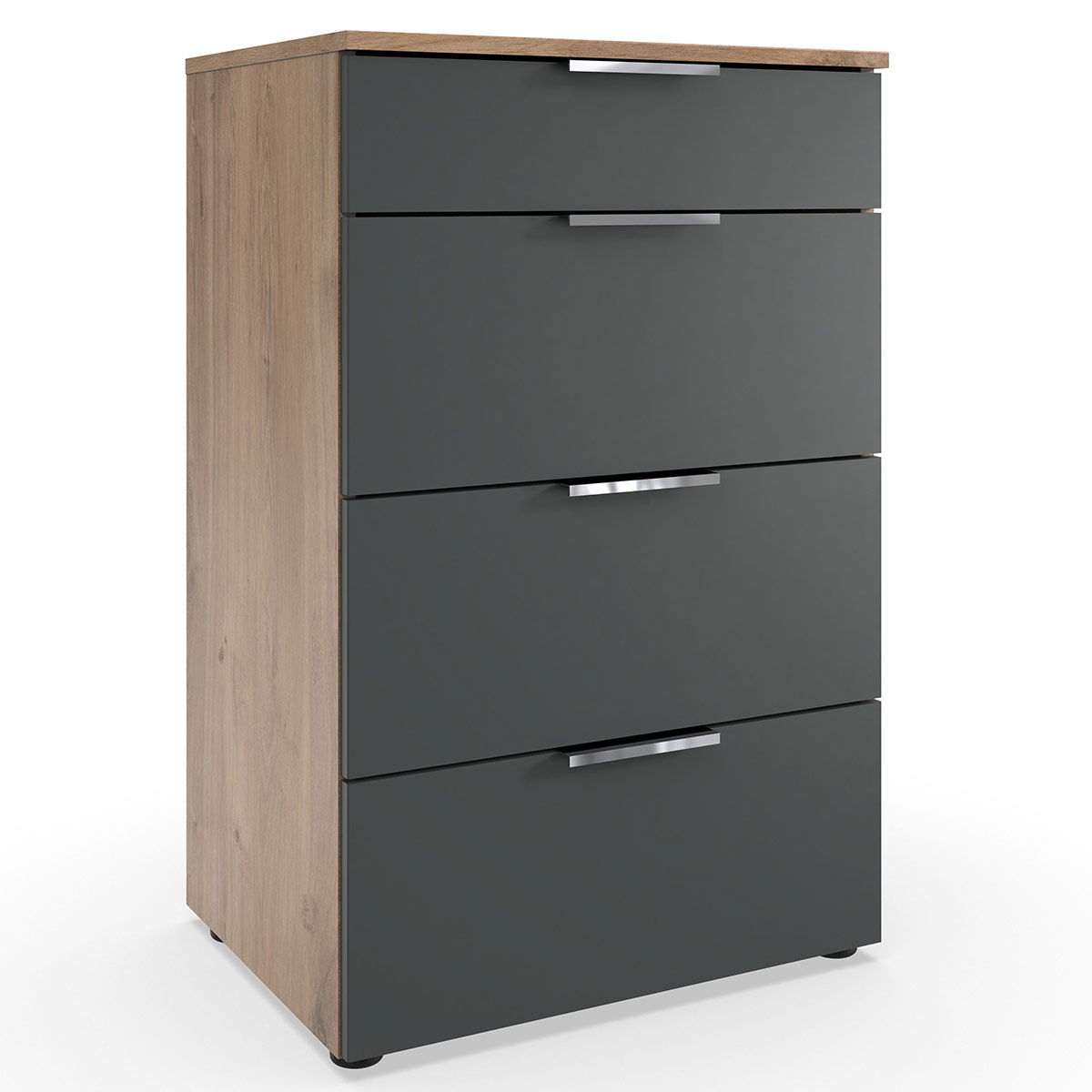 Wimex level36 A Schubkastenkommode 54 cm 4S Graphit/Plankeneiche Dekor