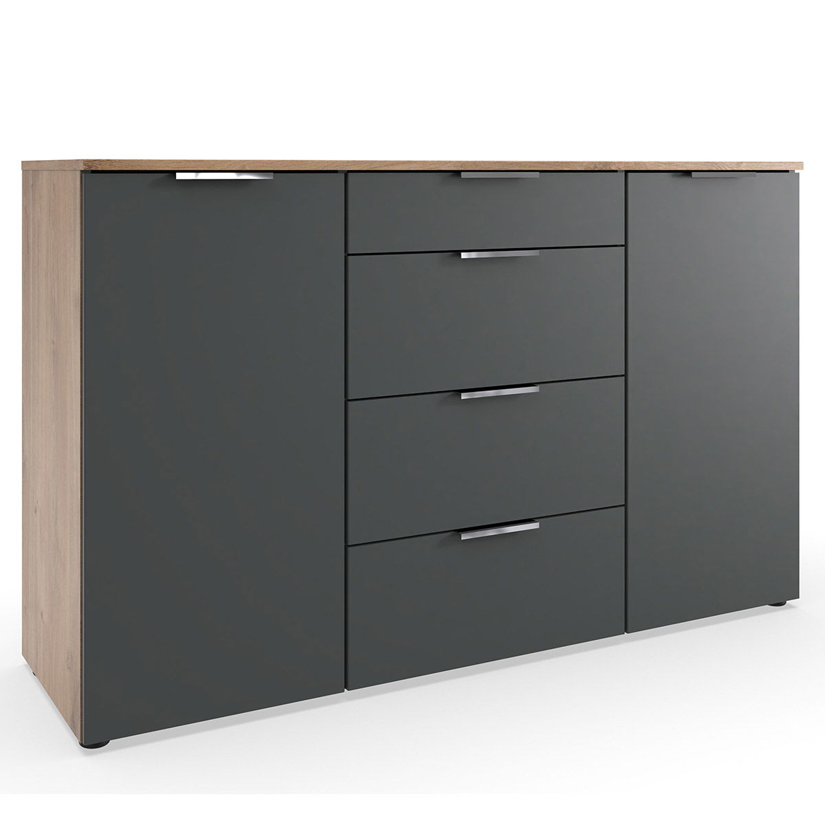 Wimex level36 A Kombikommode 2T 4S Graphit/Plankeneiche Dekor
