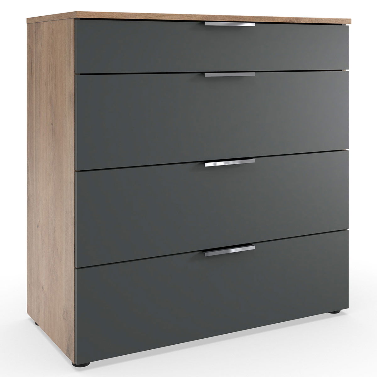 Wimex level36 A Schubkastenkommode 81 cm 4S Graphit/Plankeneiche Dekor