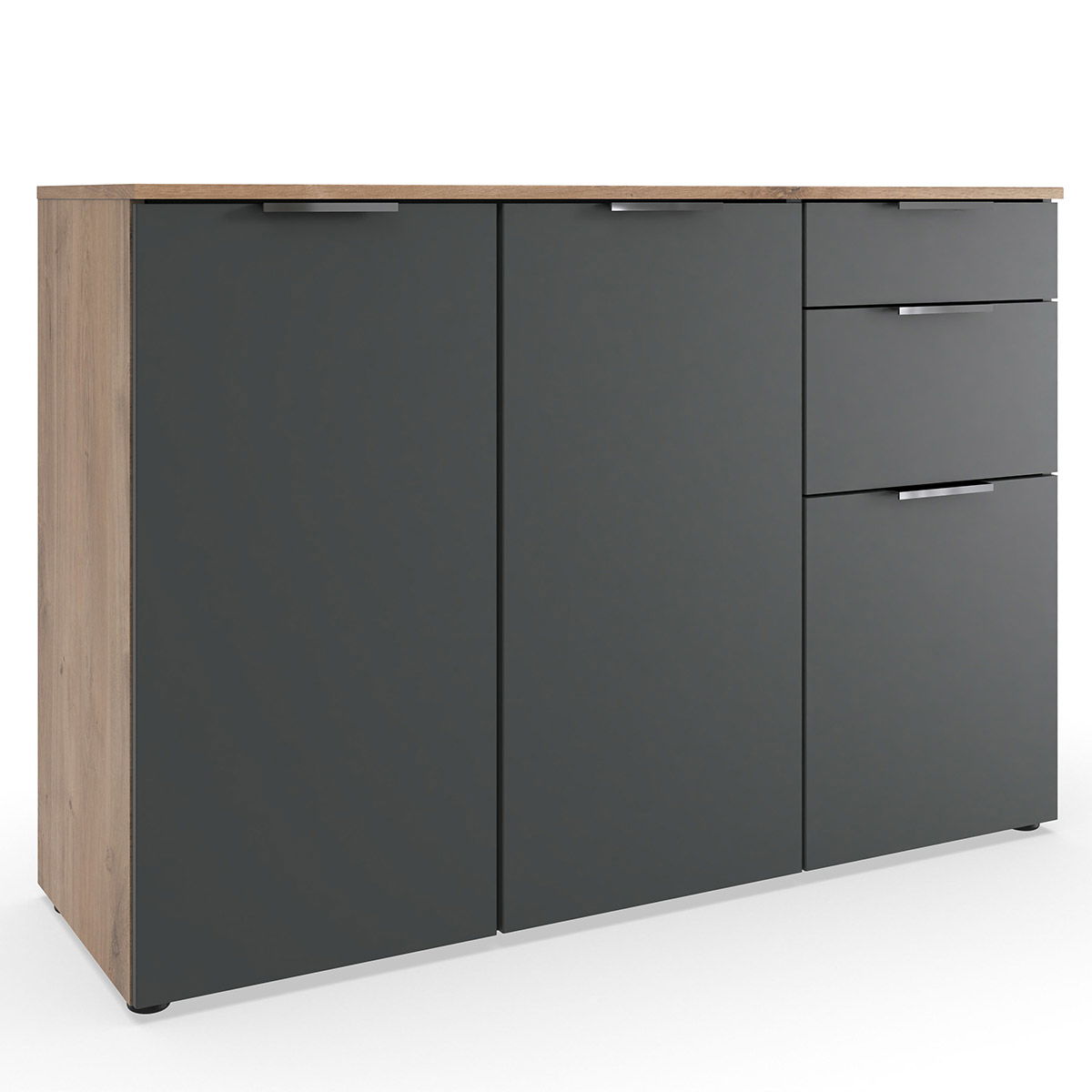 Wimex level36 A Kombikommode 2T 3S Graphit/Plankeneiche Dekor