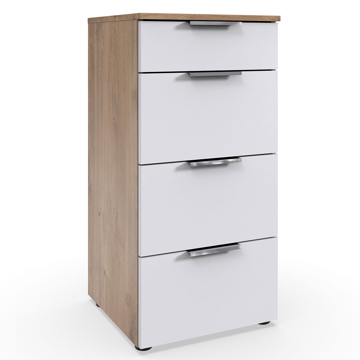 Wimex level36 A Schubkastenkommode 41 cm 4S Weiß/Plankeneiche Dekor