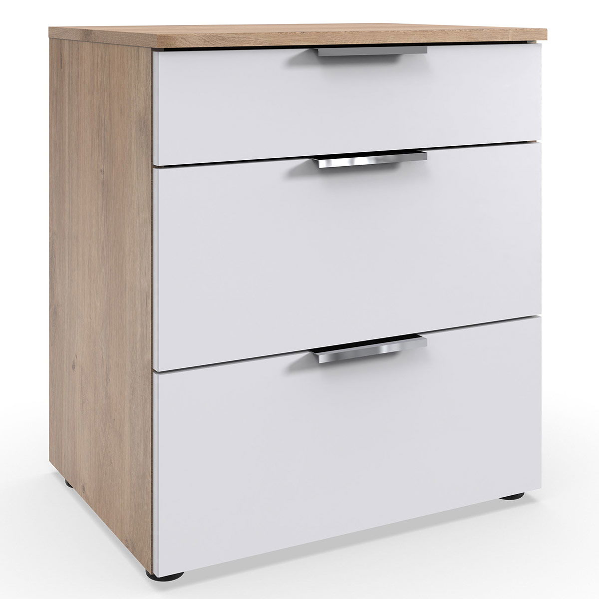 Wimex level36 A Schubkastenkommode 54 cm 3S Weiß/Plankeneiche Dekor