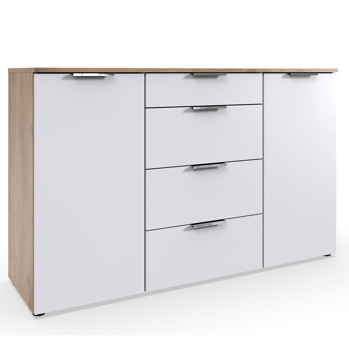 Wimex level36 A Kombikommode 2T 4S Weiß/Plankeneiche Dekor