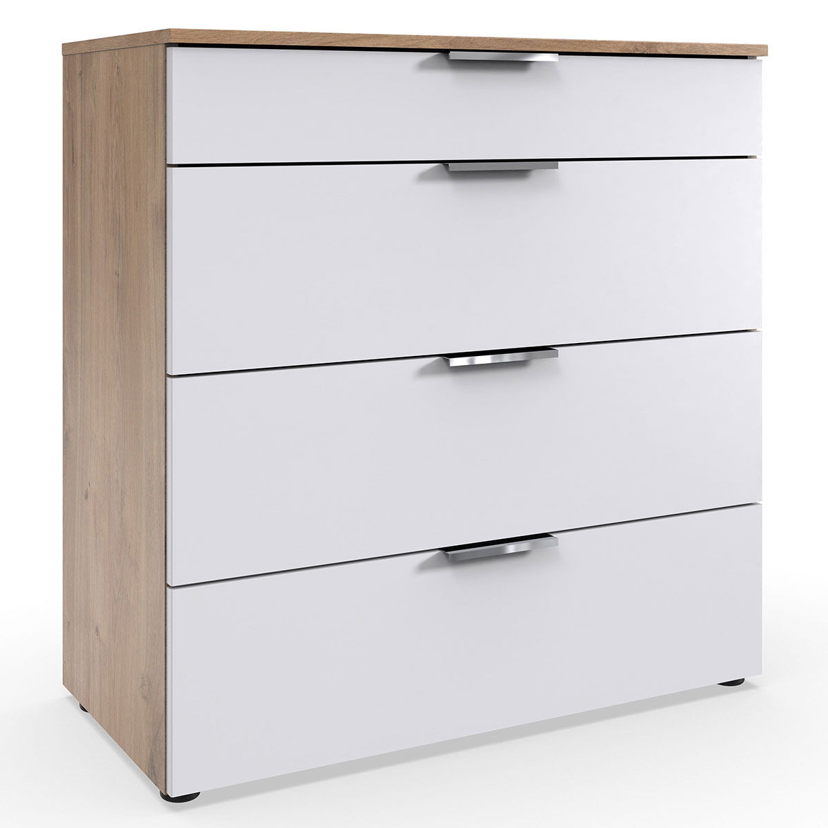 Wimex level36 A Schubkastenkommode 81 cm 4S Weiß/Plankeneiche Dekor