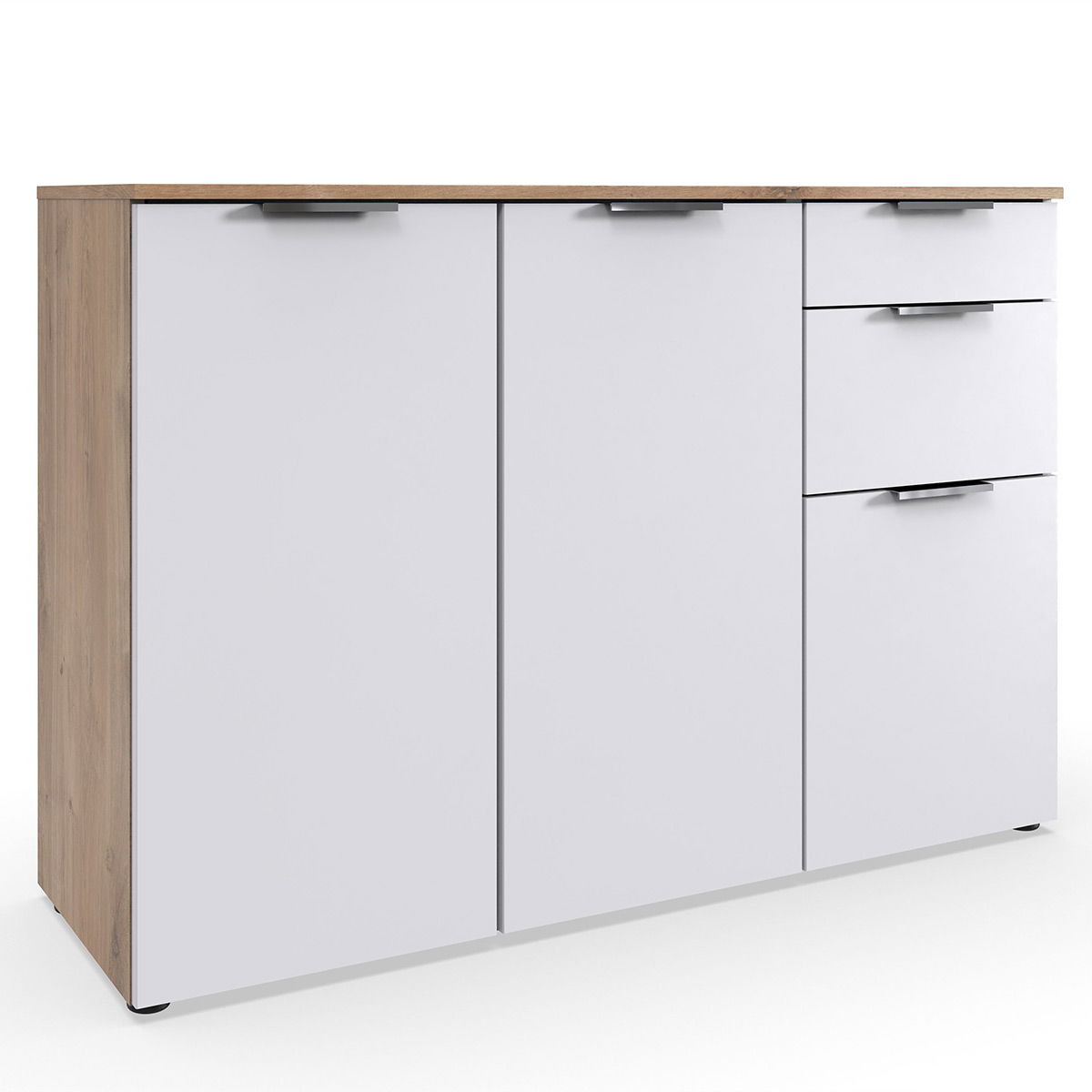 Wimex level36 A Kombikommode 2T 3S Weiß/Plankeneiche Dekor