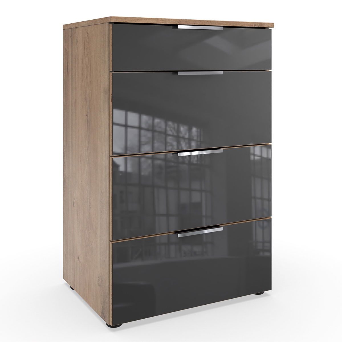 Wimex level36 C Schubkastenkommode 54 cm 4S Grey/Plankeneiche Dekor