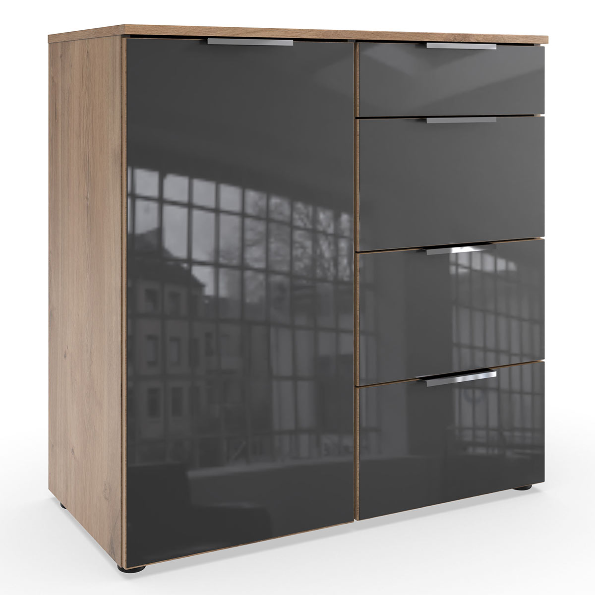 Wimex level36 C Kombikommode 1T 4S Grey/Plankeneiche Dekor