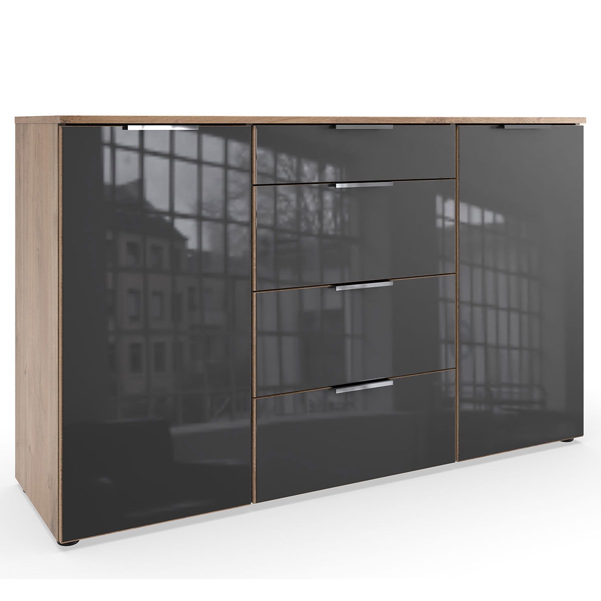 Wimex level36 C Kombikommode 2T 4S Grey/Plankeneiche Dekor