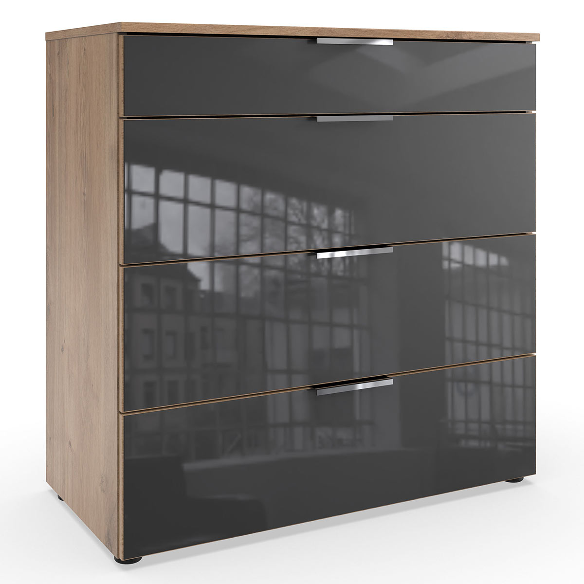 Wimex level36 C Schubkastenkommode 81 cm 4S Grey/Plankeneiche Dekor