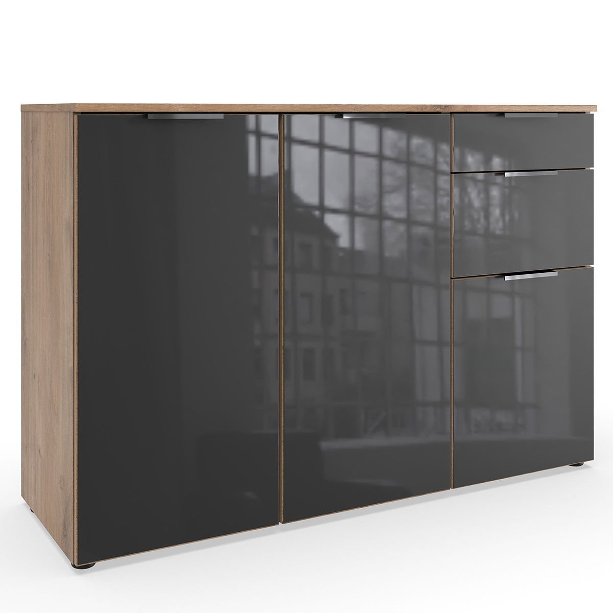 Wimex level36 C Kombikommode 2T 3S Grey/Plankeneiche Dekor