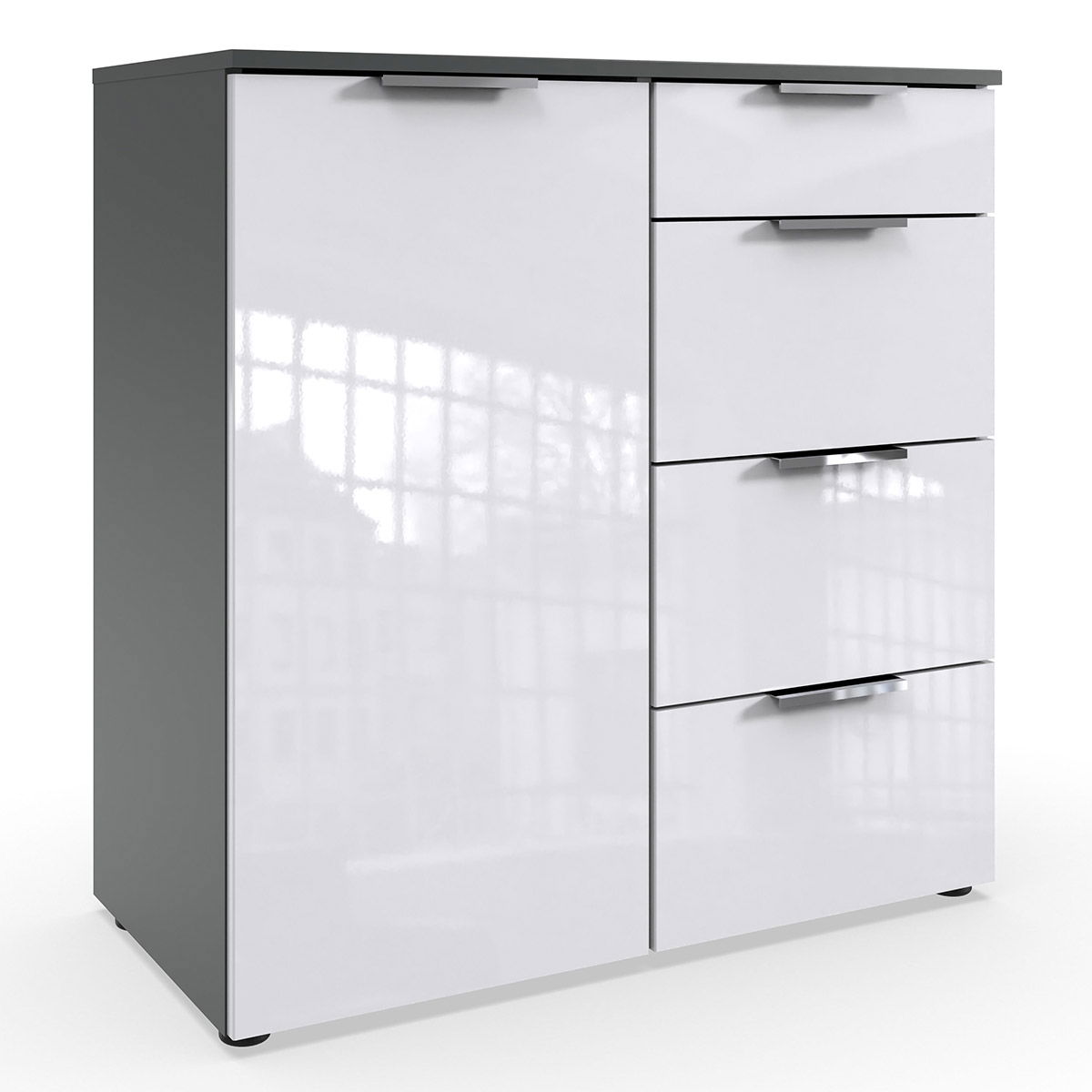Wimex level36 D Kombikommode 1T 4S Weiß/Graphit