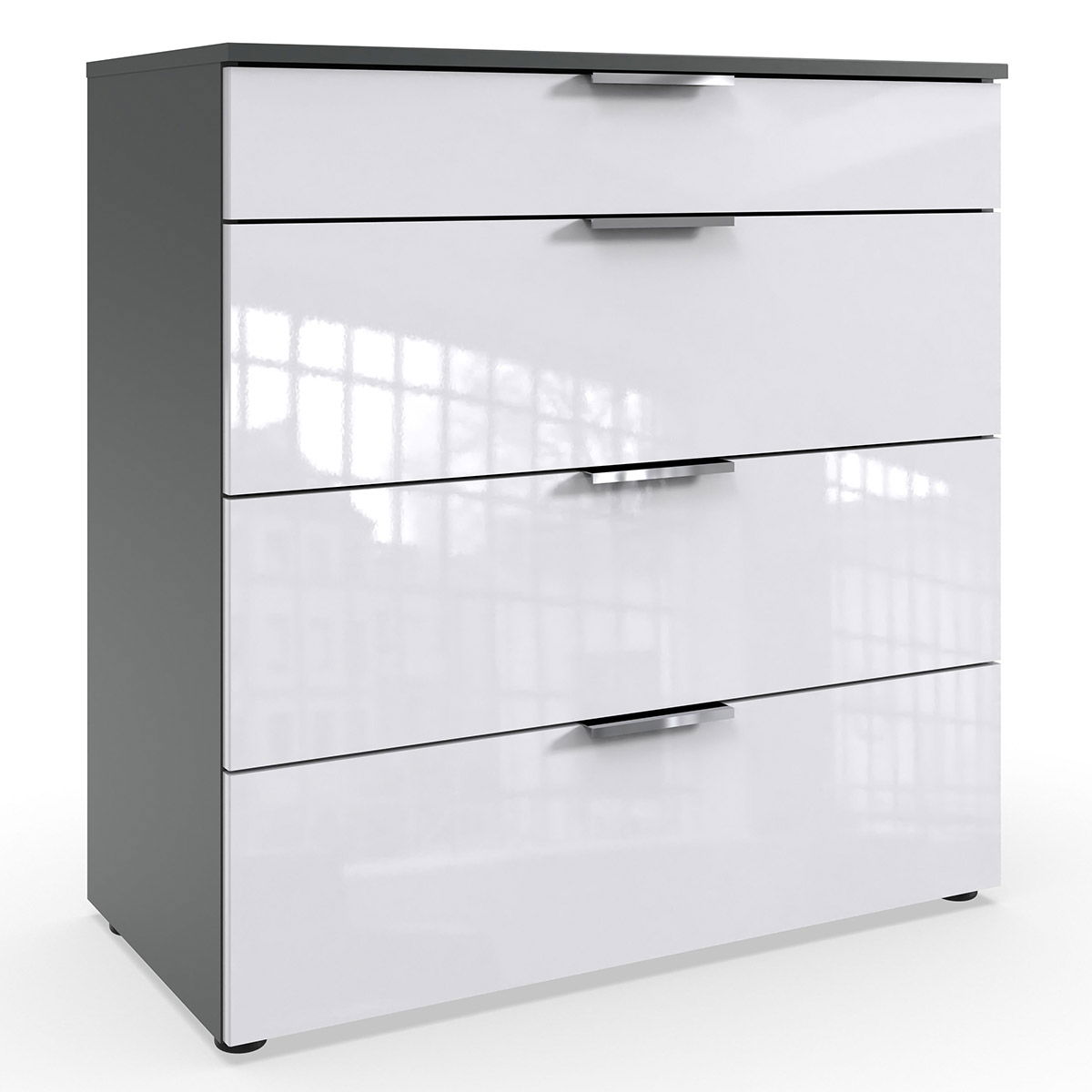 Wimex level36 D Schubkastenkommode 81 cm 4S Weiß/Graphit