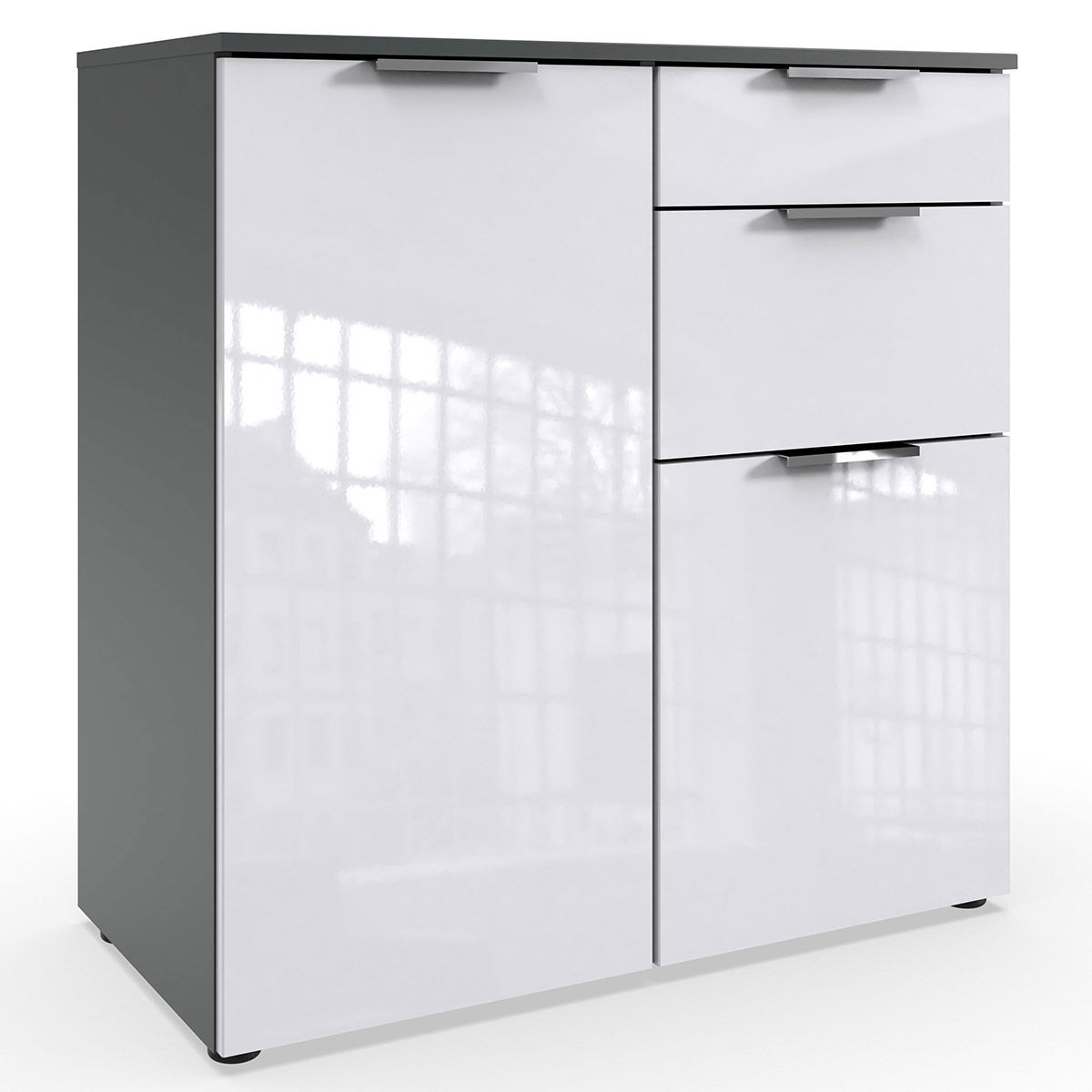 Wimex level36 D Kombikommode 1T 3S Weiß/Graphit